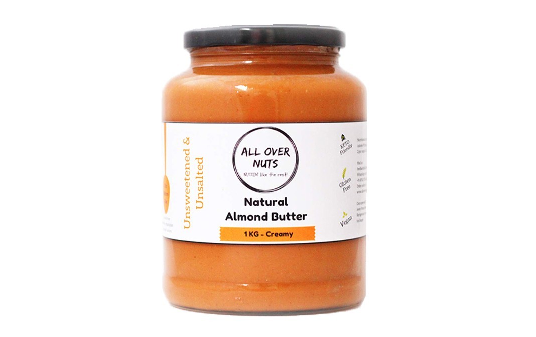 All Over Nuts Natural Almond Butter    Glass Jar  1 kilogram